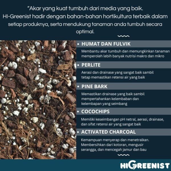 Aroid Mix Premium (5L) - Media Tanam Aroid, Alocasia, Anthurium, Hoya, Monstera, Philodendron, Epipremnum, Orchids, Dll. - Fine 5L x 1 Pack - Gambar 4