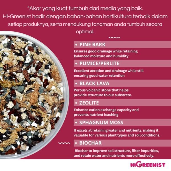 Orchid Mix Premium (5L) - Media Tanam Anggrek - Premium Orchids Potting Mix made for Phalaenopsis, Oncidium, Vandas, Dendrobium, Etc. - Fine 5L x 1 Pack - Gambar 2