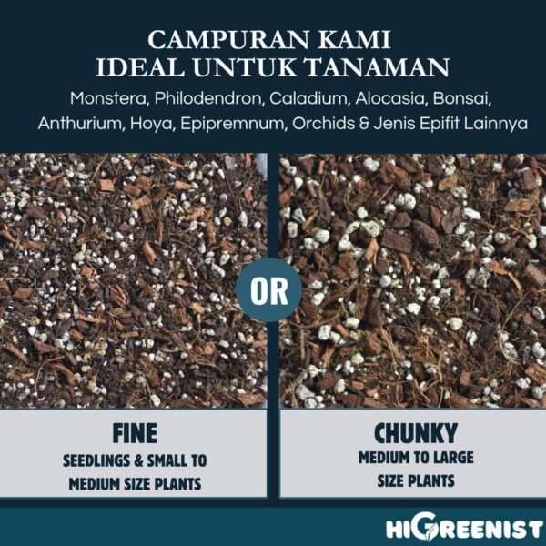 Aroid Mix Premium (5L) - Media Tanam Aroid, Alocasia, Anthurium, Hoya, Monstera, Philodendron, Epipremnum, Orchids, Dll. - Fine 5L x 1 Pack - Gambar 5