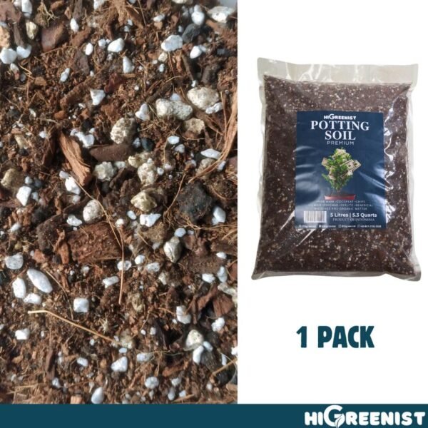 Potting Soil Premium (5L) - Media Tanam untuk Tanaman Hias Alocasia, Begonia, Calathea, Colocasia, Dracaena, Fern, Ficus, Fittonia, Hydrangea, Money Plant, Olive Tree, Palm Tree, Pachira, Peace, Lilly, Spider Plant, ZZ Plant, Etc. - 5L x 1 Pack - Gambar 3