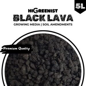 Black Lava Rock (5L) - Media Tanam Kaktus, Sukulen & Bonsai - Batu Lava Hitam - Cocok untuk penanaman Sukulen, Akuarium, Aquascape, Terarium - Batu Vulkanik - Pasir Malang Hitam - Batu Lava Alami Meningkatkan Drainase & Aerasi Tanaman - 1 Pack 1-3 MM