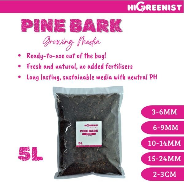 Pine Bark Premium (5L) - Media Tanam Kulit Pinus - Media Tanam Anggrek dan Aroid - Termasuk Paphiopedilum, Phragmipedium, Cymbidium, Miltoniopsis, Dendrobium, Phalaenopsis - Cocok untuk Mulsa Tanah Kebun, Mulsa Tanaman Pot, dll - 1 Pack 3-6 MM - Gambar 7