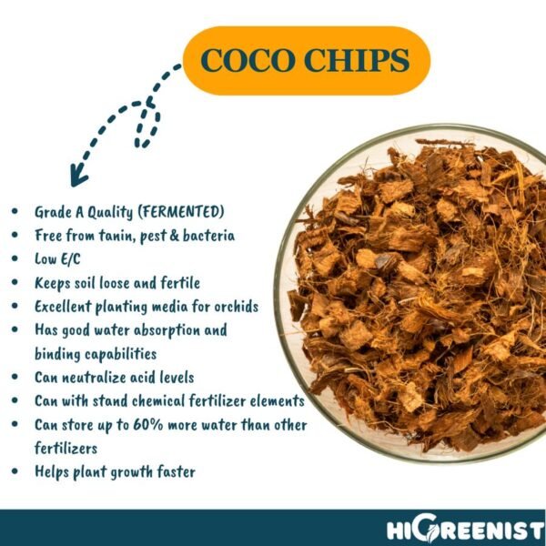 Coco Chips Premium (5L) - Media Tanam Coco Chips Organik - Fermentasi - Untuk Aroid & Orchid - 1 Pack - Gambar 2